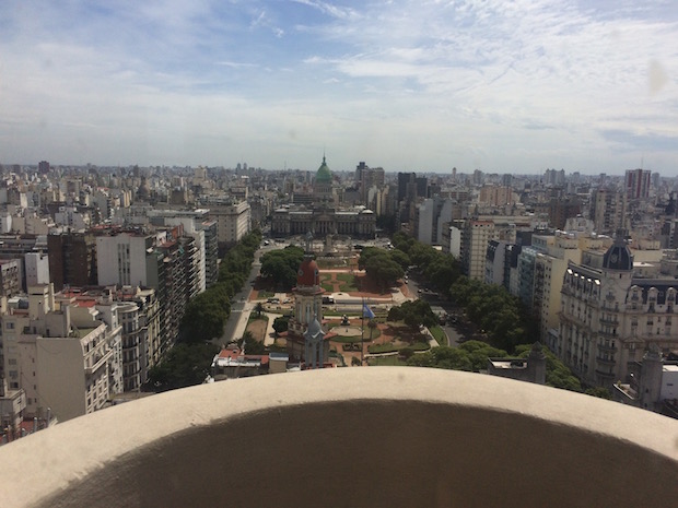 Palacio Barolo view across Plaza Congreso and skyline