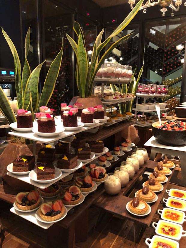 Orderly display of desserts at Elena restaurant Retiro