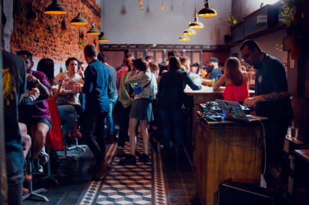 Interior shot of Sede Whiskey a popular bar in Chacarita on a Friday night