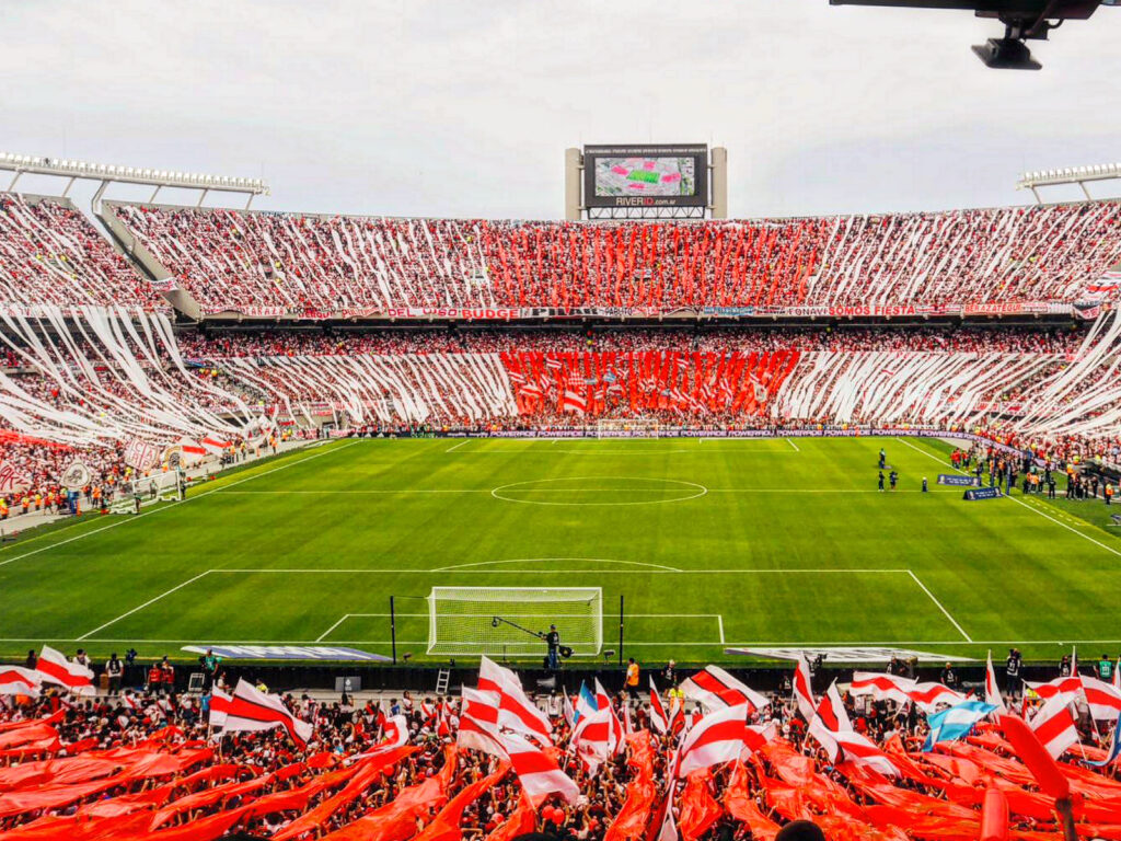 River Plate banners and streamers at El Monumental stadium