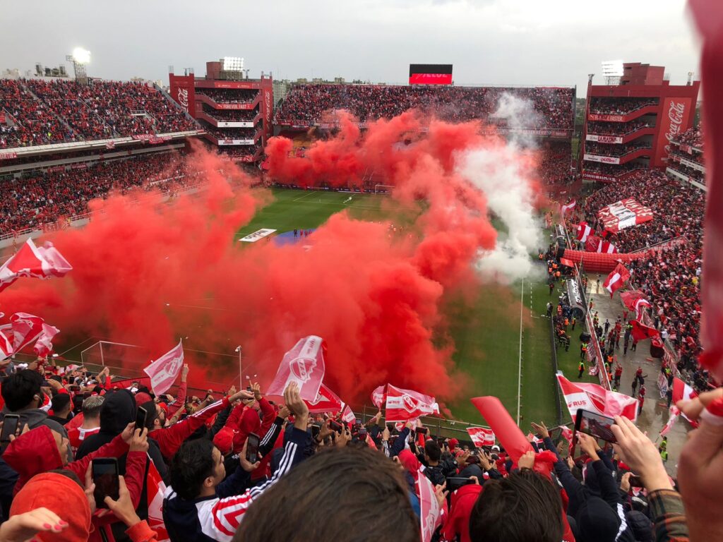 Pregame smoke bombs being set off at Independiente stadium