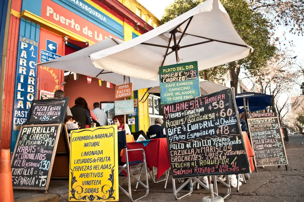 Bodegon signs with Argentine cuisine listed