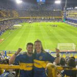 Boca Juniors tourists celebrating at stadium