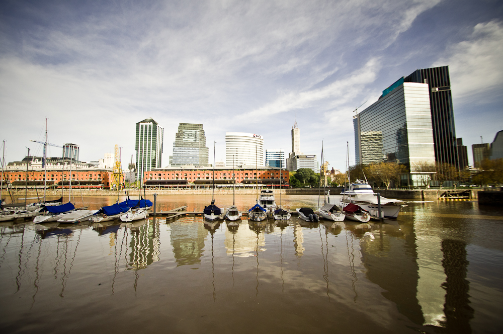 Port area view of the neighborhood Puerto Madero in Buenos Aires
