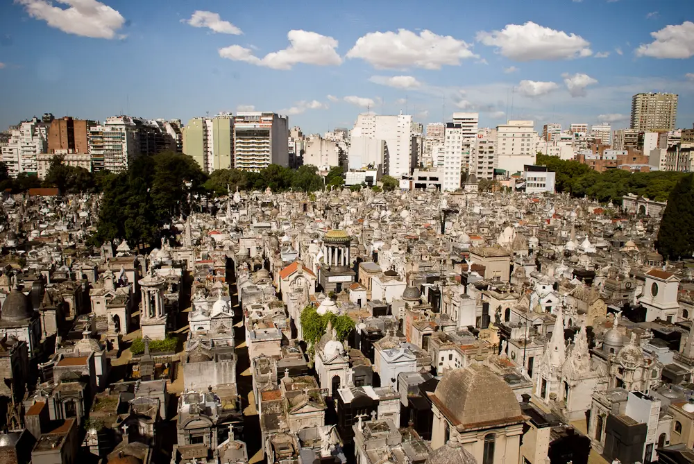 Aerial view of the Recoleta neighborhood cemetery