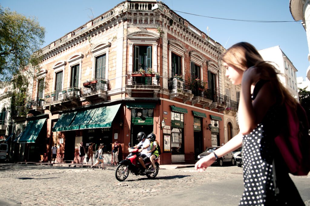 People walking around San Telmo in Buenos Aires